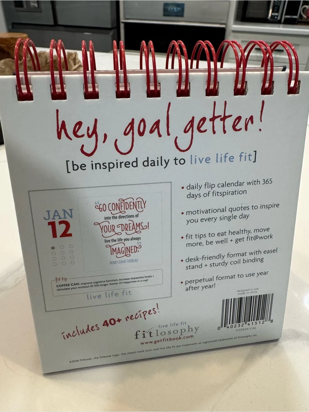 fitbook Make Today Count Desk Calendar - Black & Red